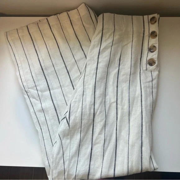 GAP WIDE LEG HIGH RISE LINEN BLEND PANTS - Picture 6 of 9